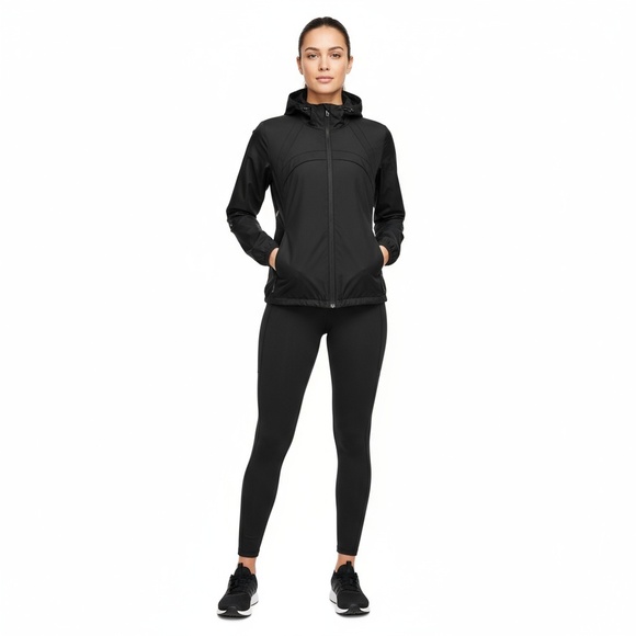 Lululemon Fast Free Windbreaker Jacket Womens 12 Black Packable Running - Picture 1 of 12